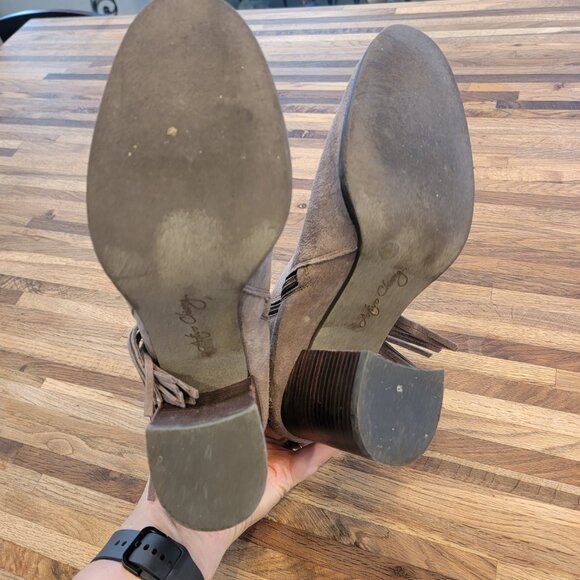 Arturo Chiang Suede Boots Reiden Fringe Tan Ankle Leather Taupe - Picture 11 of 12